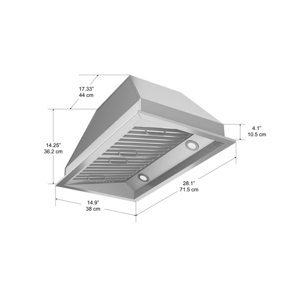 Ancona 28.54" 600 CFM Ducted Insert Range Hood in Stainless steel